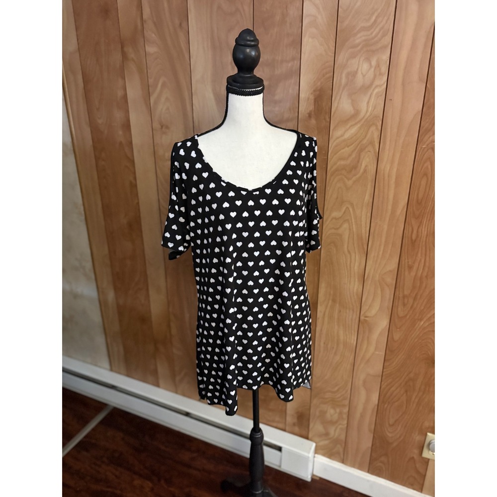 Shannon Ford New York Heart Print Cold Shoulder Tunic Top Black White XL